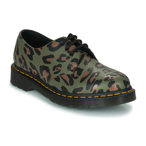 Schoenen Dames Laarzen Dr. Martens 1461 Smooth Distorted Leopard Kaki