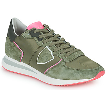 Schoenen Dames Lage sneakers Philippe Model TROPEZ X LOW WOMAN Kaki / Roze