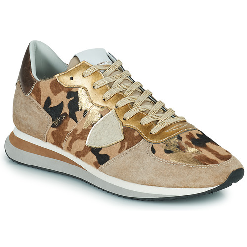 Schoenen Dames Lage sneakers Philippe Model TROPEZ X LOW WOMAN Camo / Beige / Goud