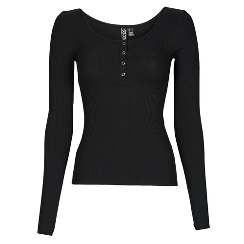 Textiel Dames T-shirts met lange mouwen Pieces PCKITTE LS TOP Zwart