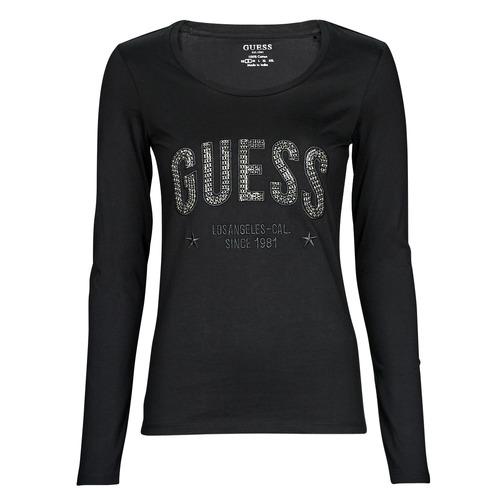 Textiel Dames T-shirts met lange mouwen Guess LS CN MIRELA TEE Zwart