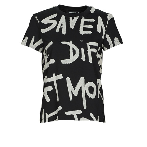 Textiel Dames T-shirts korte mouwen Desigual ENYA Zwart / Wit