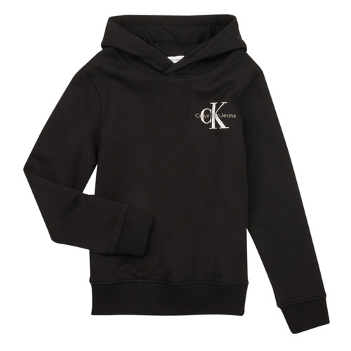 Textiel Kinderen Sweaters / Sweatshirts Calvin Klein Jeans SMALL MONOGRAM HOODIE Zwart