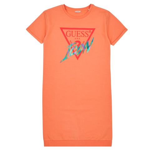 Textiel Meisjes Korte jurken Guess ROLLED UP SLEEVES TERRY DRESS Orange