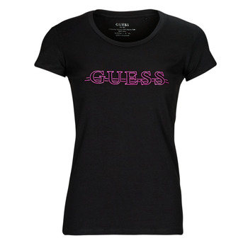 Textiel Dames T-shirts korte mouwen Guess SS RN DAVINA TEE Zwart