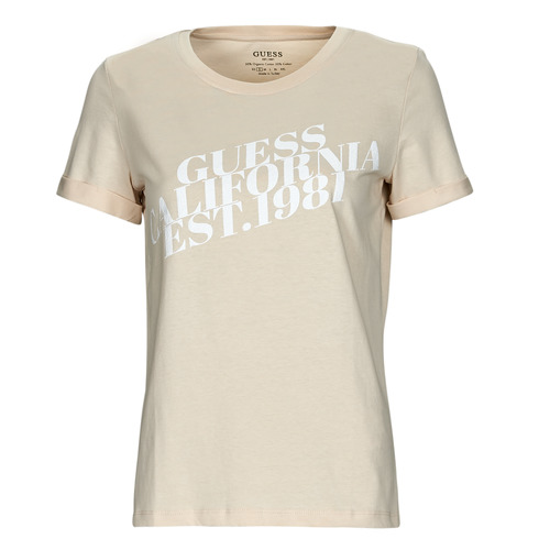 Textiel Dames T-shirts korte mouwen Guess SS CN AURELIA TEE Beige