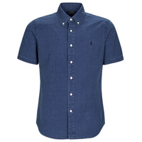 Textiel Heren Overhemden korte mouwen Polo Ralph Lauren CHEMISE COUPE DROITE EN SEERSUCKER Indigo