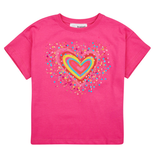 Textiel Meisjes T-shirts korte mouwen Desigual TS_HEART Roze