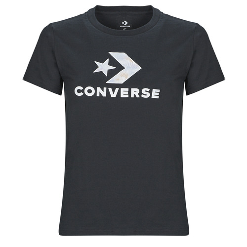 Textiel Dames T-shirts korte mouwen Converse FLORAL STAR CHEVRON Zwart