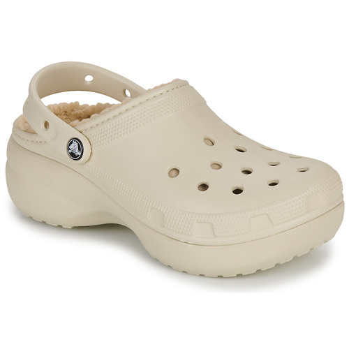 Schoenen Dames Klompen Crocs Classic Platform Lined Clog W Beige