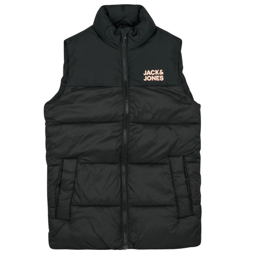 Textiel Jongens Dons gevoerde jassen Jack & Jones JJETOBY BODYWARMER COLLAR SN Zwart