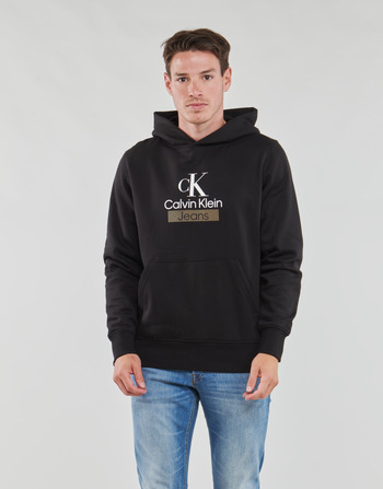 Textiel Heren Sweaters / Sweatshirts Calvin Klein Jeans STACKED ARCHIVAL HOODY Zwart