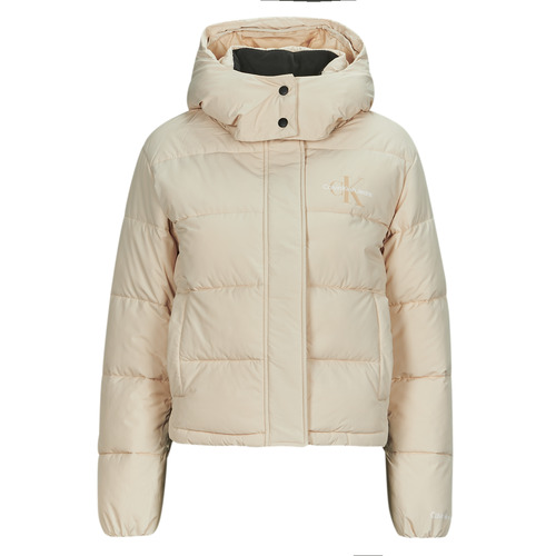 Textiel Dames Dons gevoerde jassen Calvin Klein Jeans MONOLOGO NON DOWN SHORT PUFFER Beige