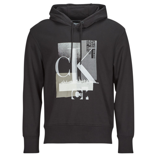 Textiel Heren Sweaters / Sweatshirts Calvin Klein Jeans CONNECTED LAYER LANDSCAPE HOODIE Zwart