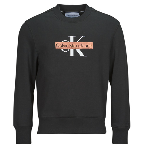 Textiel Heren Sweaters / Sweatshirts Calvin Klein Jeans MONOLOGO STENCIL CREW NECK Zwart