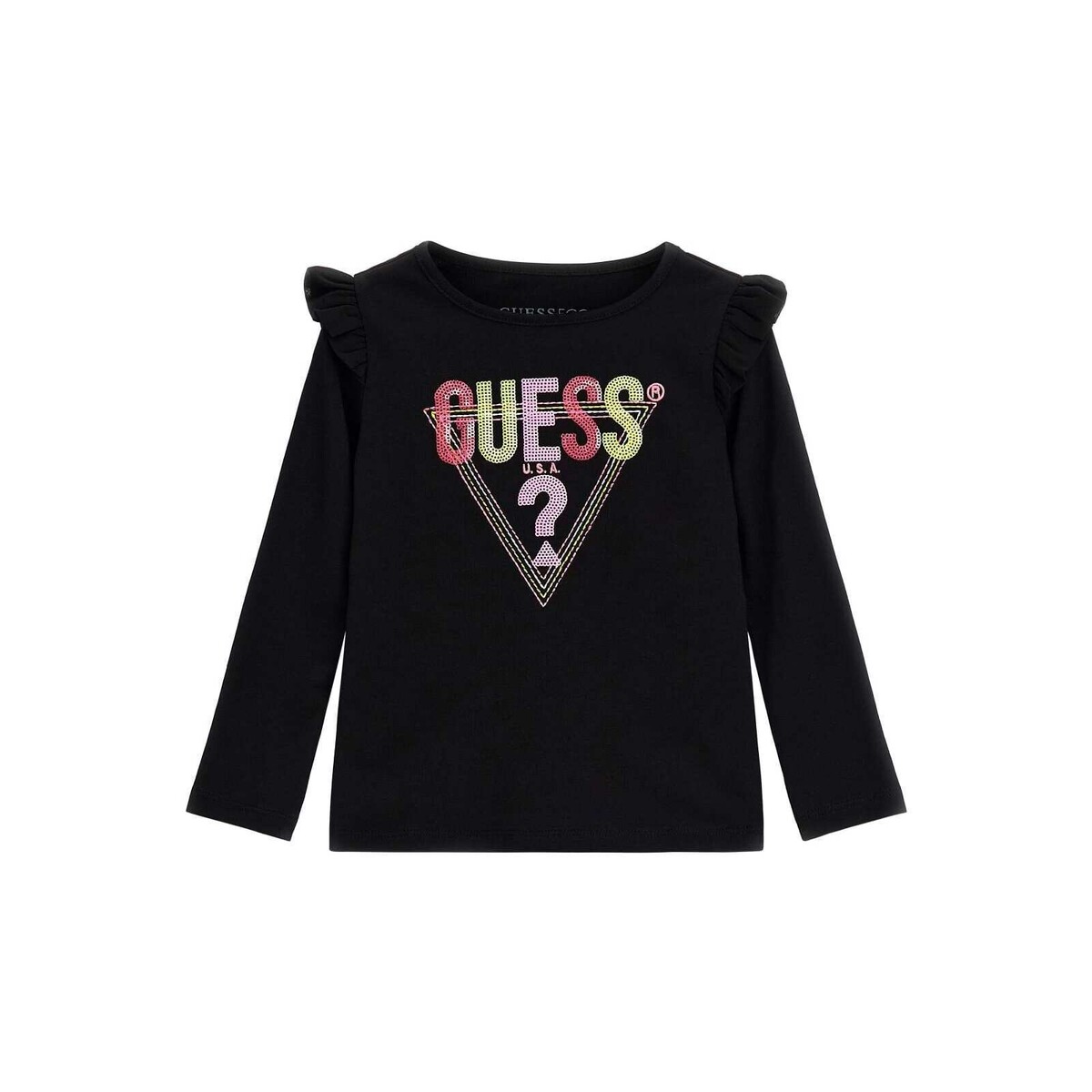 Textiel Meisjes T-shirts met lange mouwen Guess K3BI15 Zwart