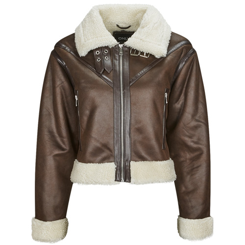 Textiel Dames Leren jas / kunstleren jas Only ONLBETTY FAUX SUEDE BONDED AVIATOR OTW Brown