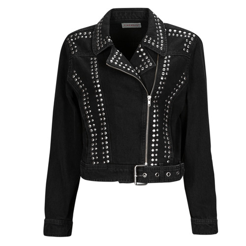 Textiel Dames Leren jas / kunstleren jas Only ONLGILLA LS STUD DNM BIKER JACKET CRO Zwart