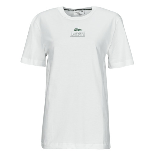 Textiel Dames T-shirts korte mouwen Lacoste TH1147 Wit