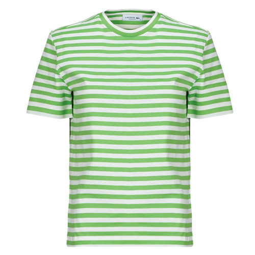 Textiel Dames T-shirts korte mouwen Lacoste TF2594 Groen / Wit