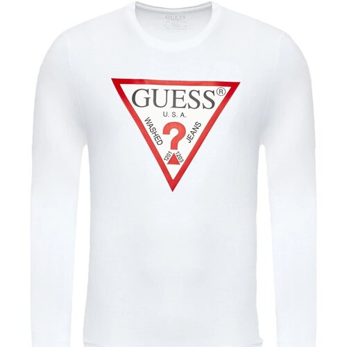 Textiel Heren T-shirts met lange mouwen Guess M2YI31 I3Z14 Wit