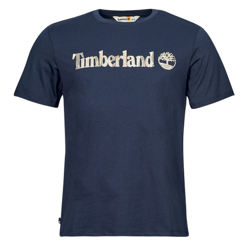 Textiel Heren T-shirts korte mouwen Timberland Camo Linear Logo Short Sleeve Tee Marine