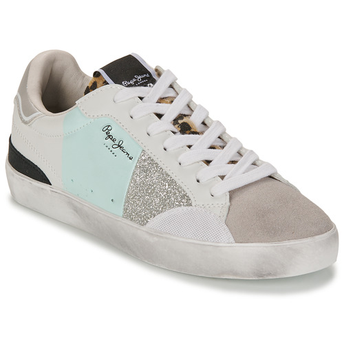 Schoenen Dames Lage sneakers Pepe jeans LANE SHINE W Wit / Groen / Zilver