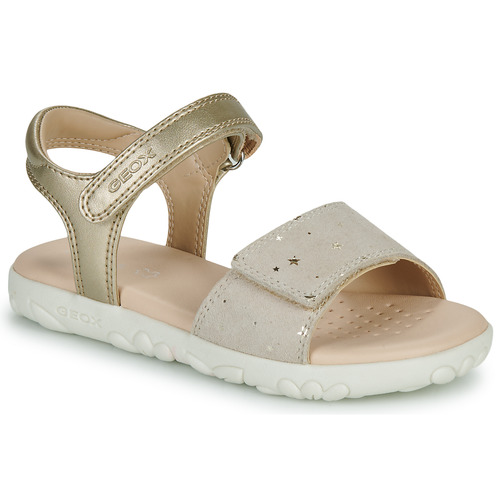 Schoenen Meisjes Sandalen / Open schoenen Geox J SANDAL HAITI GIRL Beige / Goud