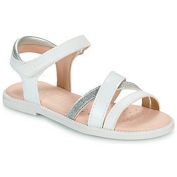 Schoenen Meisjes Sandalen / Open schoenen Geox J SANDAL KARLY GIRL Wit / Zilver