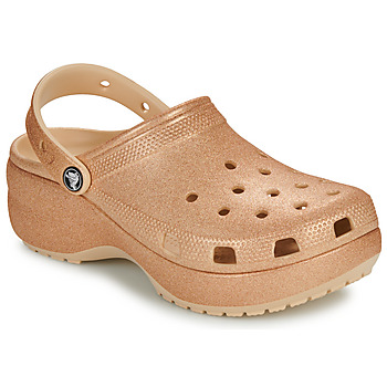 Schoenen Dames Klompen Crocs Classic Platform Glitter ClogW Beige