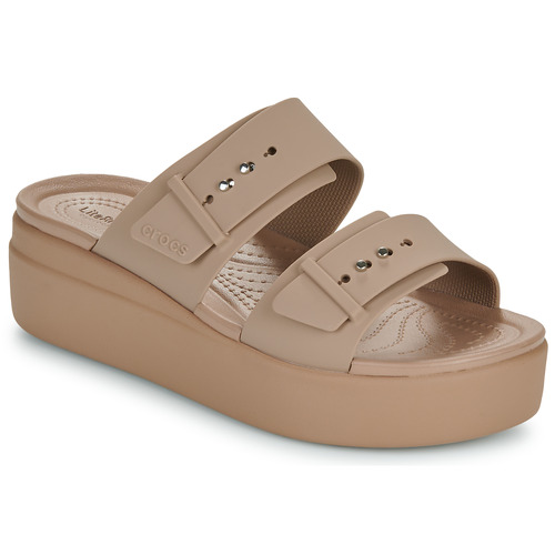 Schoenen Dames Leren slippers Crocs Brooklyn Buckle LowWdg Beige