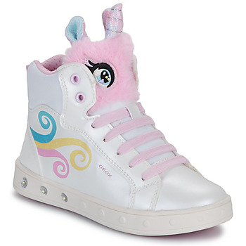 Schoenen Meisjes Hoge sneakers Geox J SKYLIN GIRL Wit / Roze