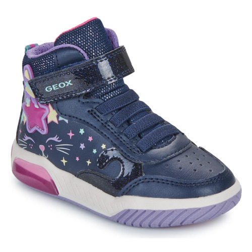 Schoenen Meisjes Hoge sneakers Geox J INEK GIRL Marine / Multicolour