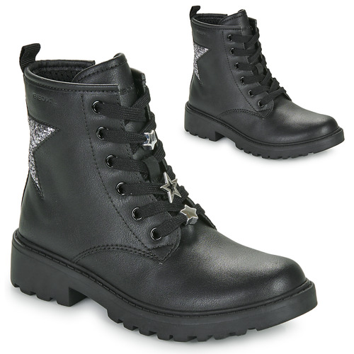 Schoenen Meisjes Laarzen Geox J CASEY GIRL Zwart / Zilver