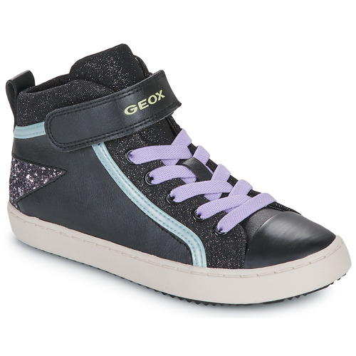 Schoenen Meisjes Hoge sneakers Geox J KALISPERA GIRL Zwart / Violet / Blauw