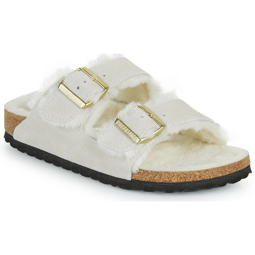 Schoenen Dames Leren slippers Birkenstock Arizona Shearling LEVE Antique White LAF Beige