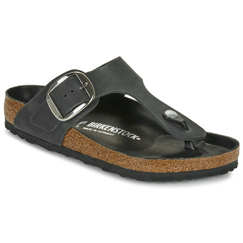 Schoenen Dames Slippers Birkenstock Gizeh Big Buckle LEOI Black HEX Zwart