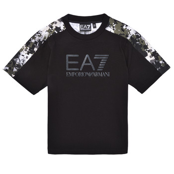 Textiel Jongens T-shirts korte mouwen Emporio Armani EA7 VISIBILITY TSHIRT Zwart / Camouflage