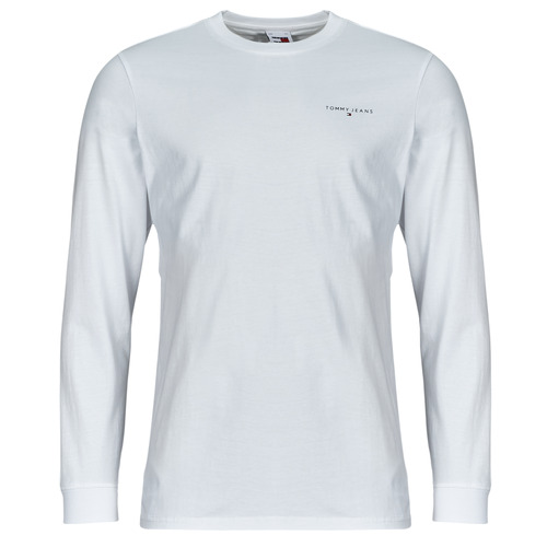 Textiel Heren T-shirts met lange mouwen Tommy Jeans TJM SLIM LINEAR CHST L/S TEE EXT Wit