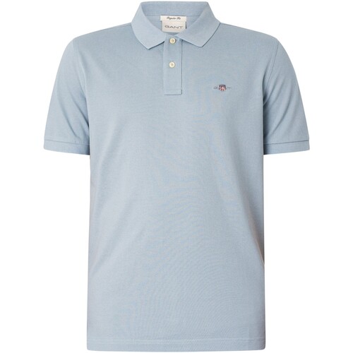 Textiel Heren Polo's korte mouwen Gant Normaal Shield piqué poloshirt Blauw