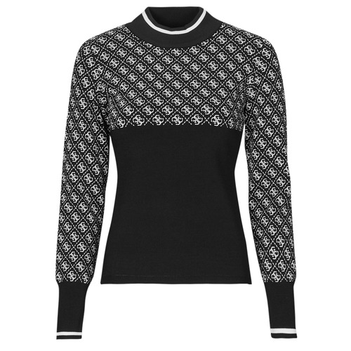 Textiel Dames Truien Guess LISE 4G LS SWEATER Zwart