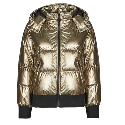 Textiel Dames Dons gevoerde jassen Guess BICE METALLIC HOODIE PUFFER Brons