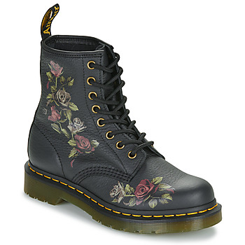 Schoenen Dames Laarzen Dr. Martens 1460 Decayed Roses Classic Tumbled Nappa Zwart / Bloem