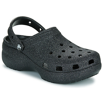 Schoenen Dames Klompen Crocs Classic Platform Glitter ClogW Zwart