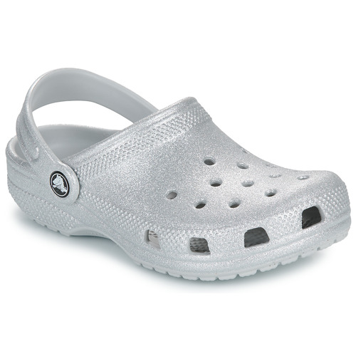 Schoenen Meisjes Klompen Crocs Classic Glitter Clog K Zilver