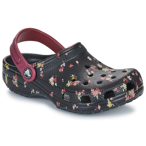 Schoenen Meisjes Klompen Crocs Classic Ditsy Floral Clog K Zwart / Roze