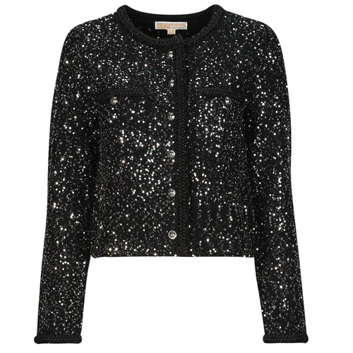 Textiel Dames Vesten / Cardigans MICHAEL Michael Kors SEQUIN PKT SNAP JKT Zwart