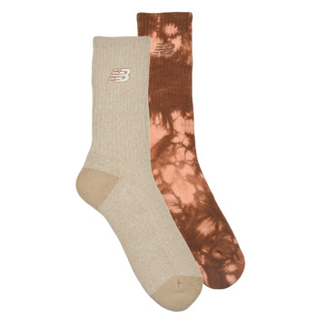 Accessoires Sokken New Balance TIE DYE MIDCALF SOCKS 2 PACK Bordeaux / Beige