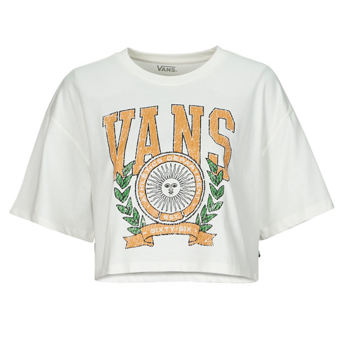 Textiel Dames T-shirts korte mouwen Vans First Team Relax Crop Ecru