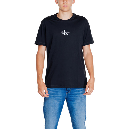 Textiel Heren Polo's lange mouwen Calvin Klein Jeans MONOLOGO TEE J30J325649 Zwart